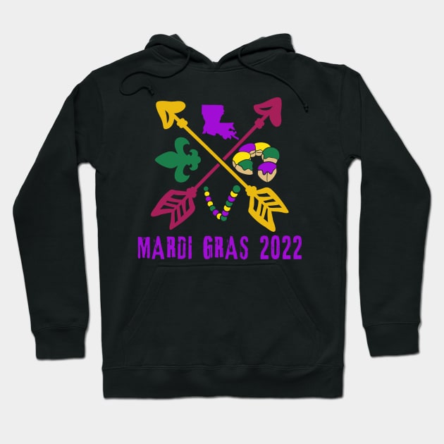 Mardi Gras 2022 Beads, Arrows, Fleur de Lis Hoodie by Scarebaby